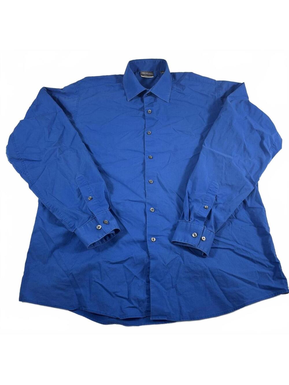 Van Heusen Always Tucked Regular Fit Blue Button Down Size 16 1/2 -36/37